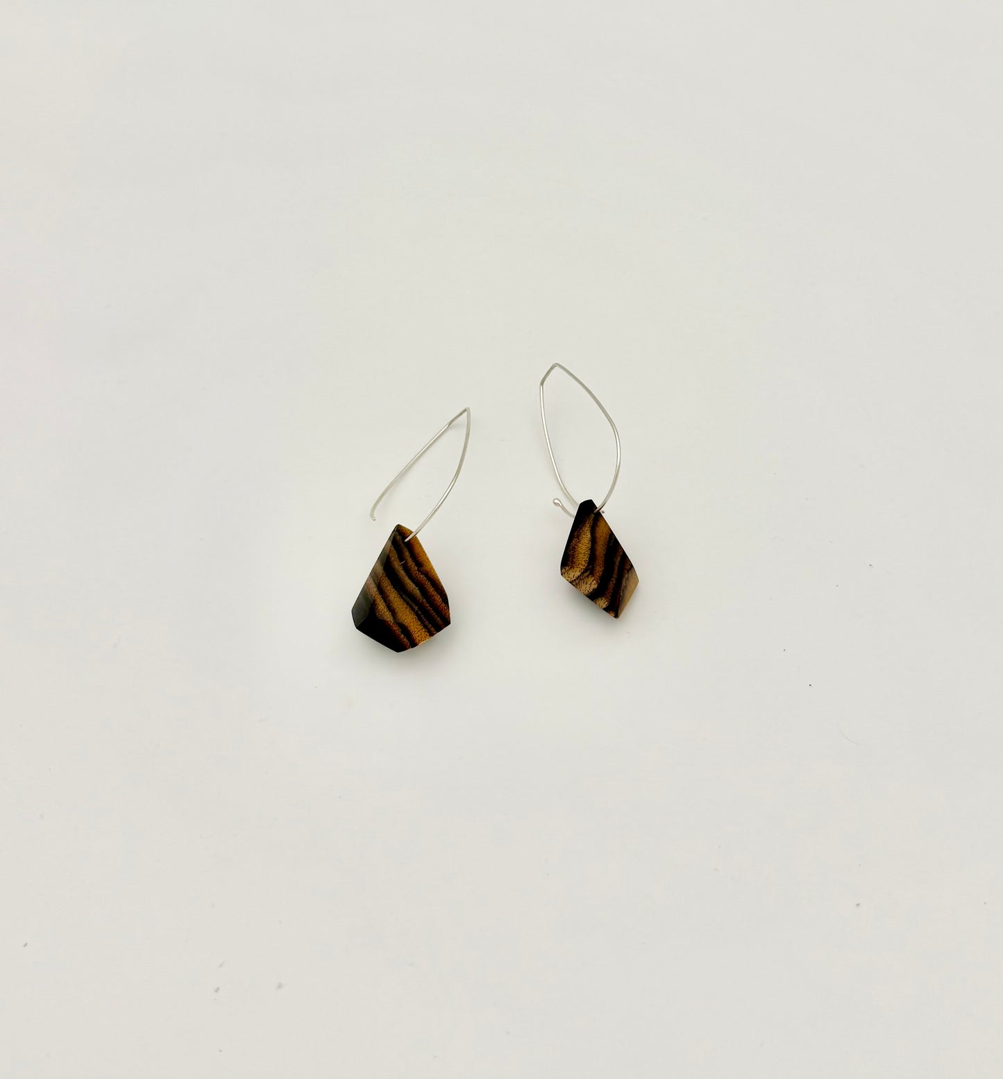 Pale Moon Ebony Tear Drop Argentium Silver Earrings (Small)
