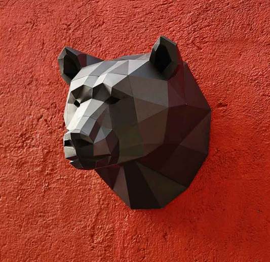 3D PaperCraft Origami Models, Bear Head (Wall Art)