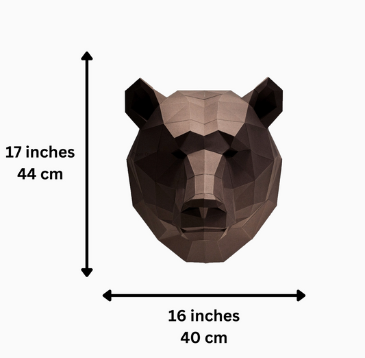 3D PaperCraft Origami Models, Bear Head (Wall Art)