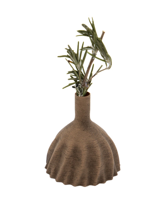 3D printed Bud Vase Woodstain