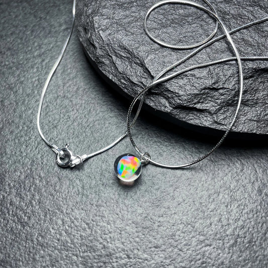 Blob Blob Opal Drop Necklace 18" Silver