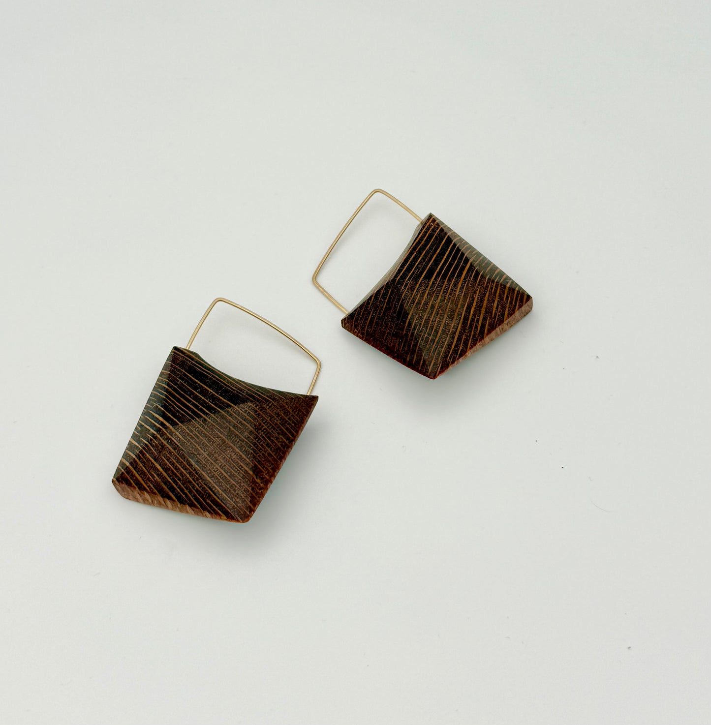 Geo Wing Leopardwood Earrings (Medium)
