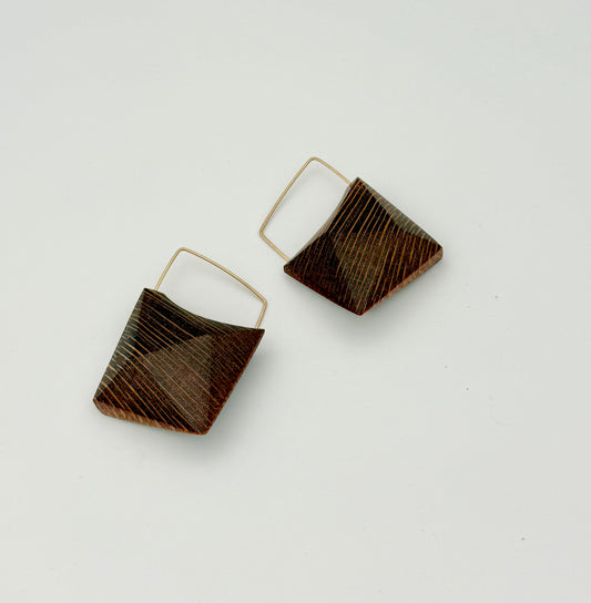Geo Wing Leopardwood Earrings (Medium)