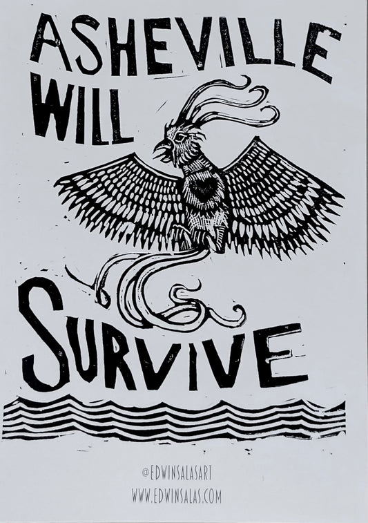 "Asheville Will Survive" Postcard by Edwin Salas