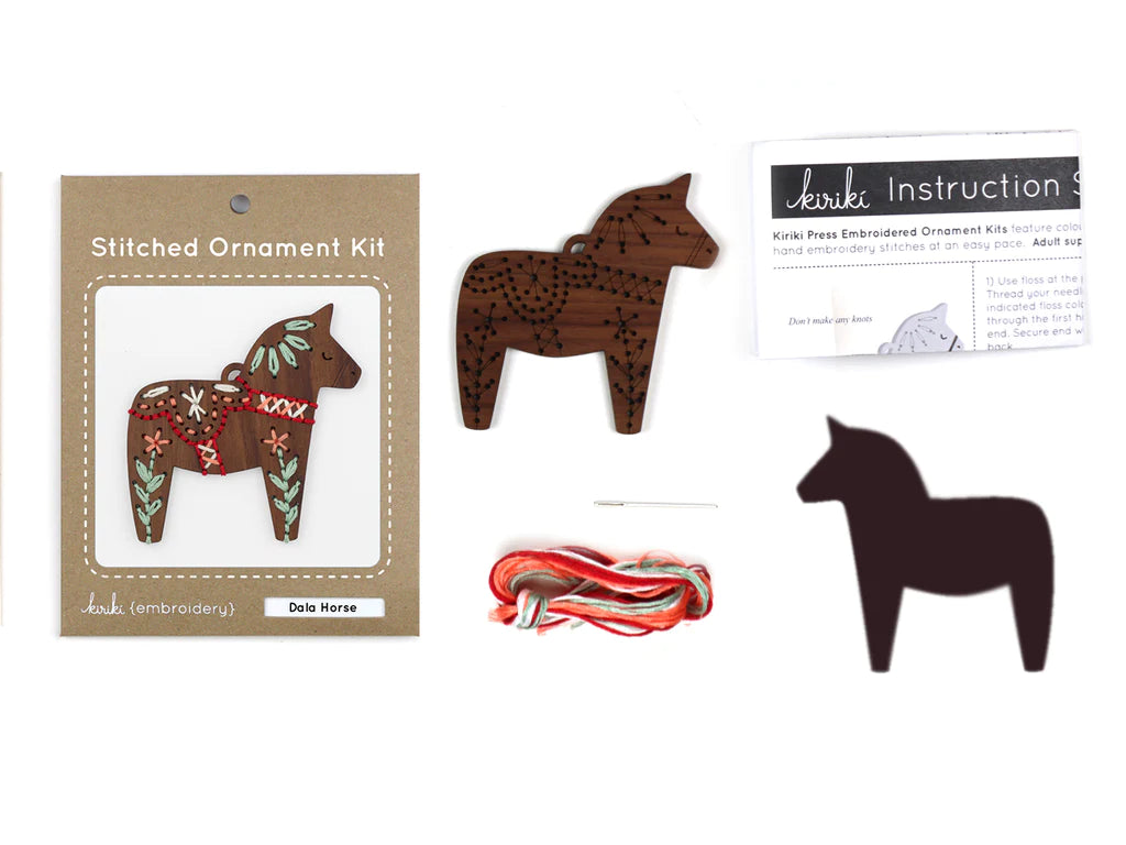 DIY Stitched Ornament Kit -  Dala Horse