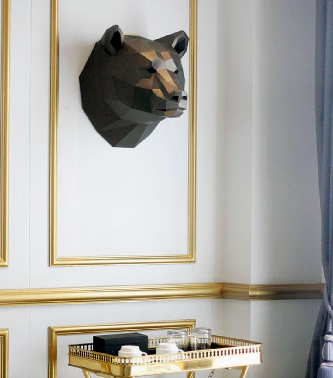 3D PaperCraft Origami Models, Bear Head (Wall Art)
